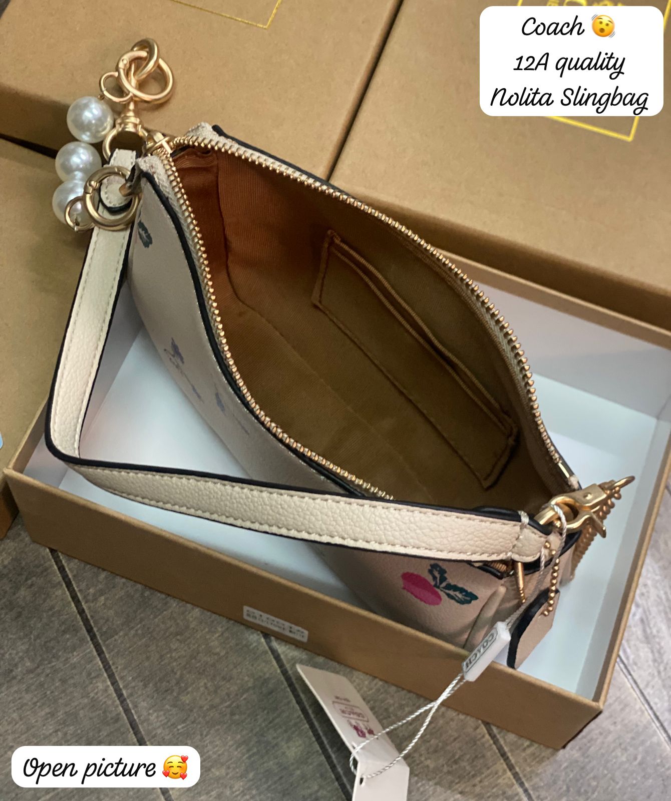 Coa_h Nolita 19 Mini Shoulder Bag with Pearl Accent & Chain Strap