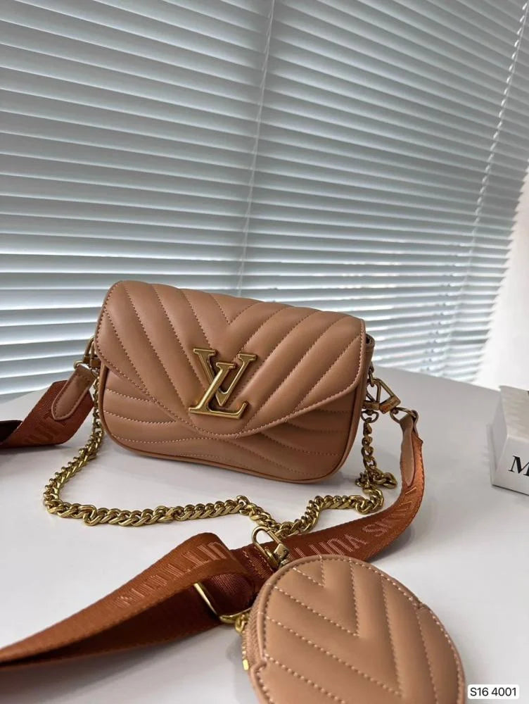 Louis Vui_ton New Wave Multi Pochette in Quilted Leather – Beige/Tan