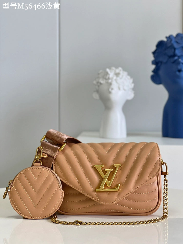 Louis Vui_ton New Wave Multi Pochette in Quilted Leather – Beige/Tan