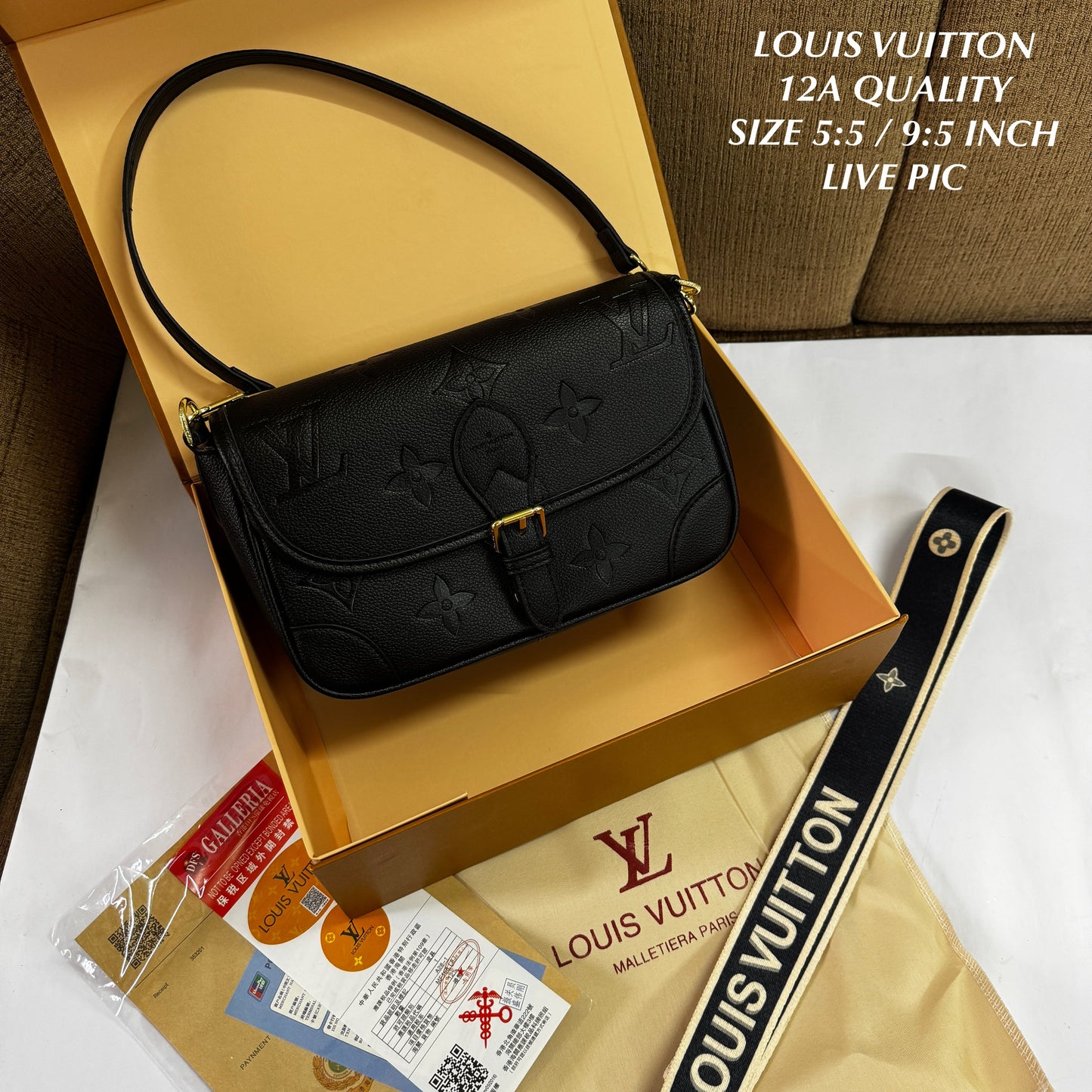 Lou_s Vuitton Monogram Empreinte Diane Shoulder Bag – Black