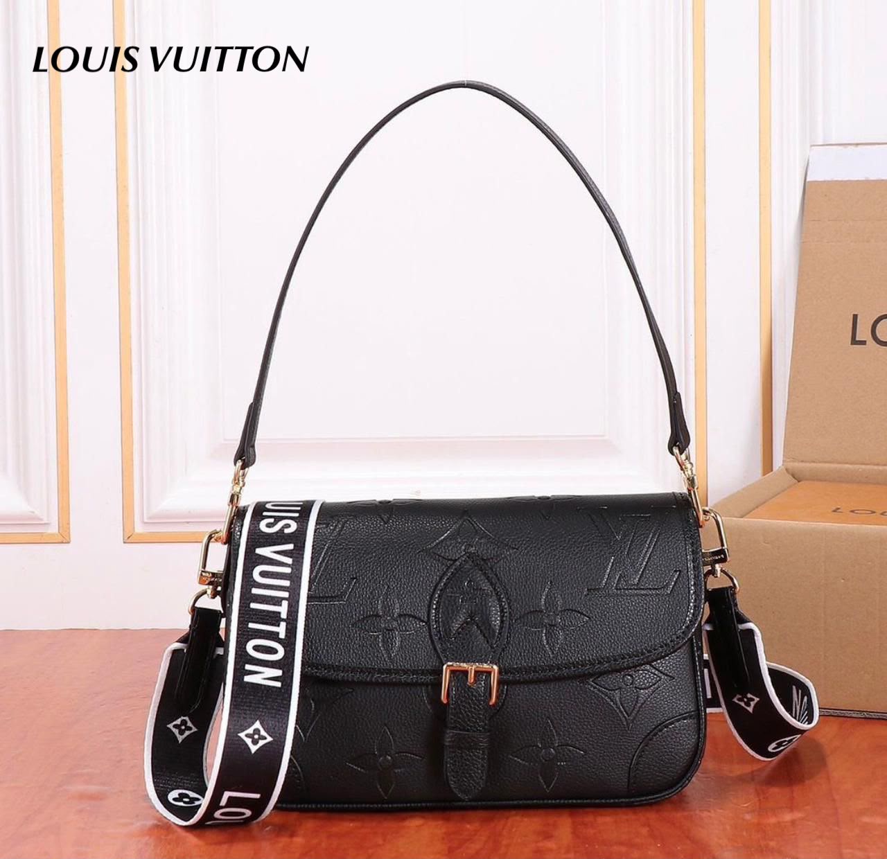 Lou_s Vuitton Monogram Empreinte Diane Shoulder Bag – Black