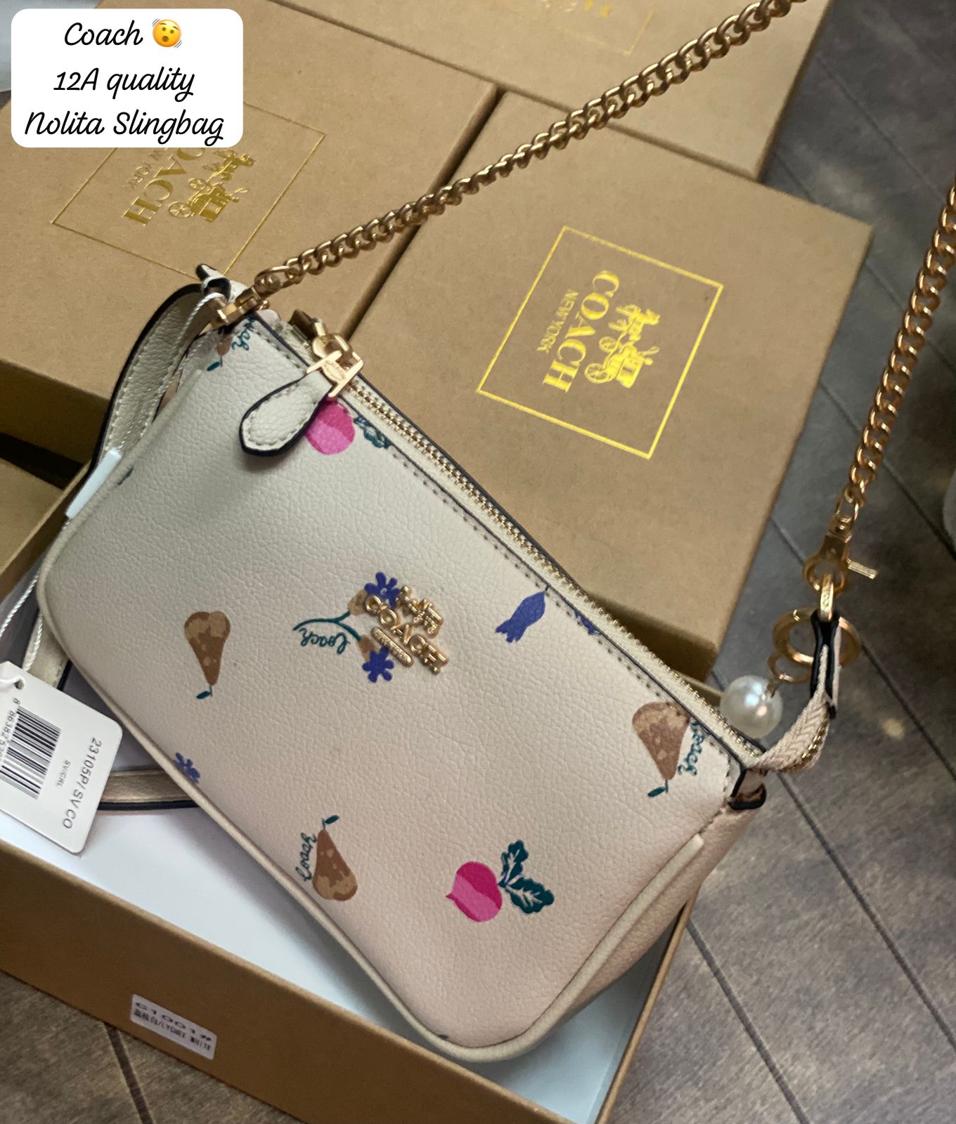 Coa_h Nolita 19 Mini Shoulder Bag with Pearl Accent & Chain Strap