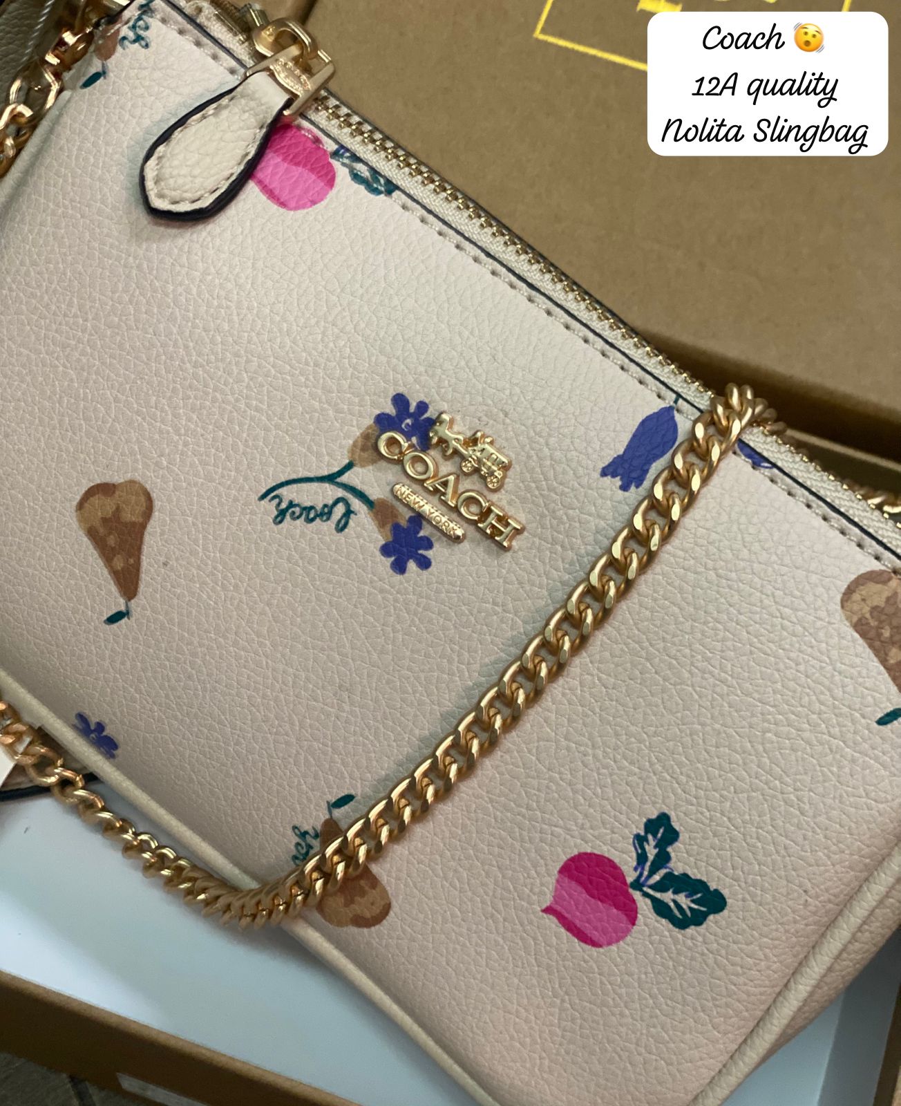 Coa_h Nolita 19 Mini Shoulder Bag with Pearl Accent & Chain Strap