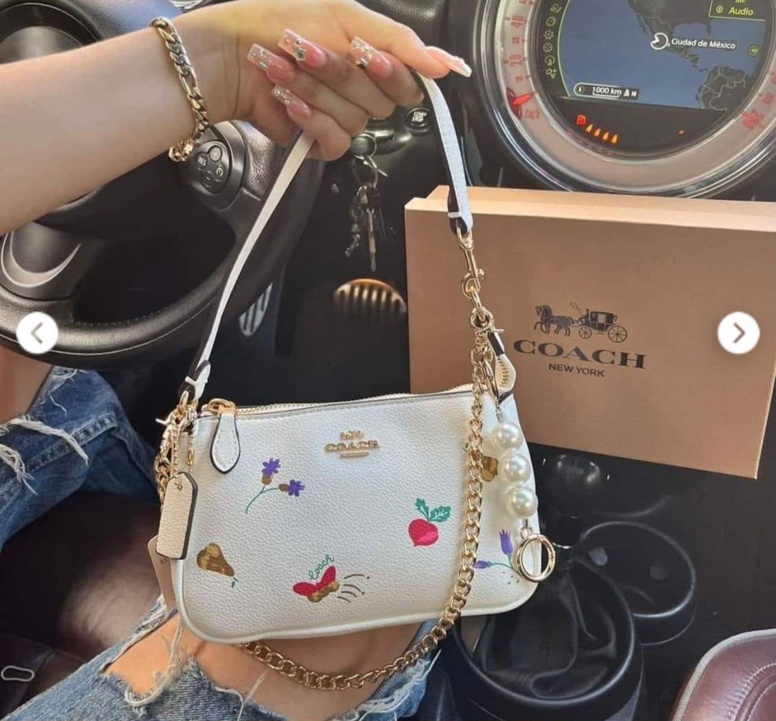 Coa_h Nolita 19 Mini Shoulder Bag with Pearl Accent & Chain Strap