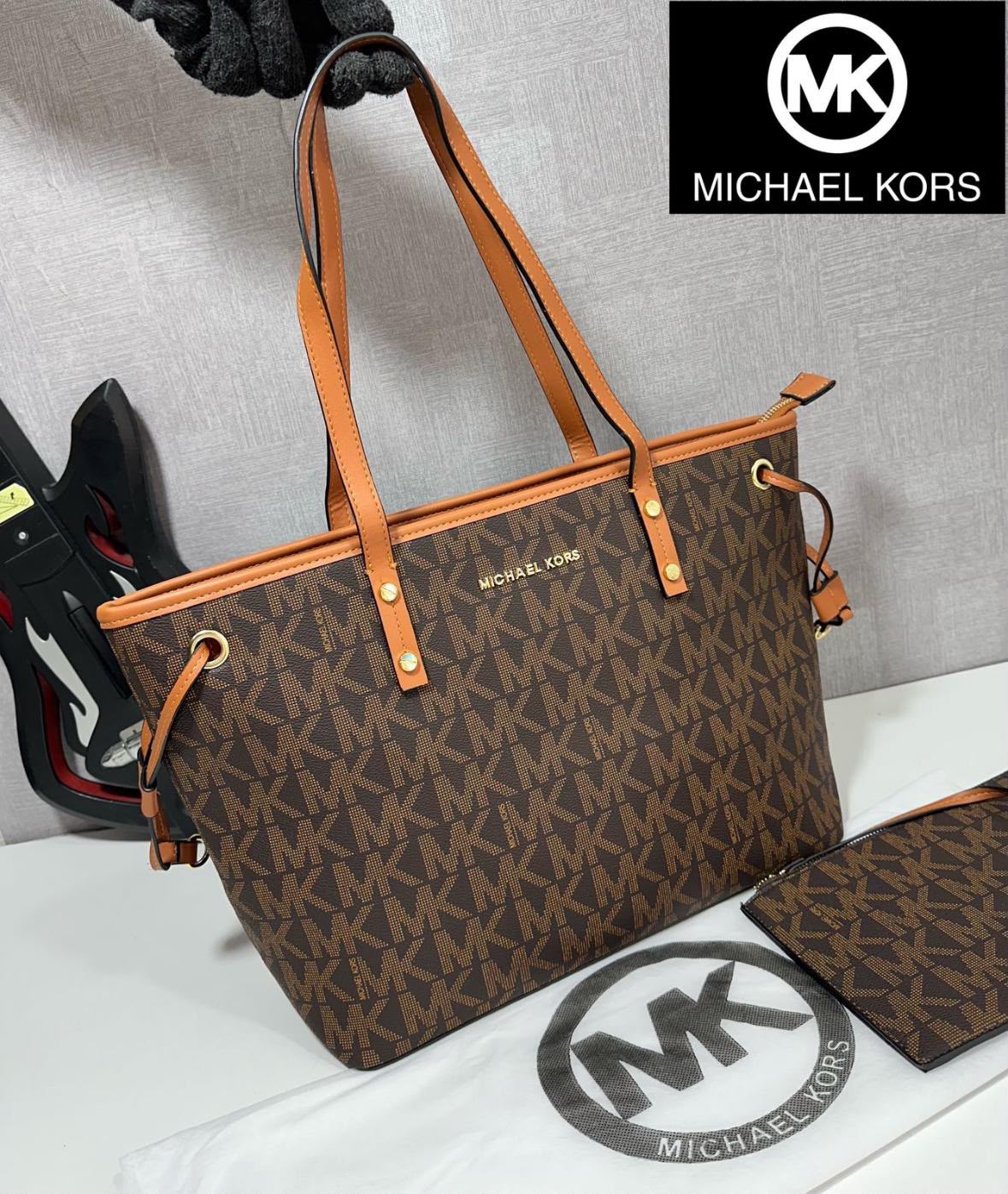 Mic_ael Kors Edith Large Logo Tote Bag with Pouch – Brown