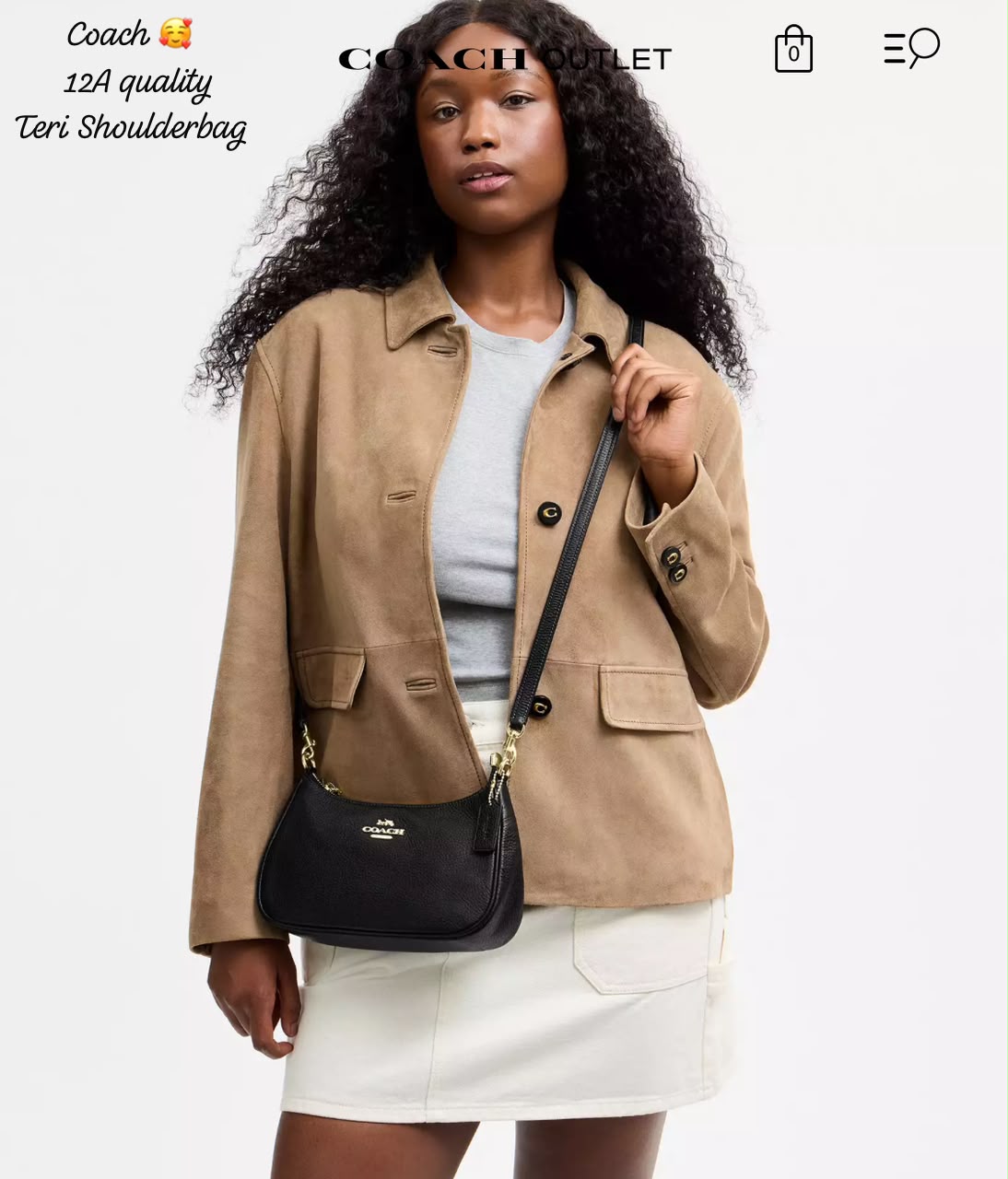 Coa_h Teri Shoulder Bag in Black Refined Pebble Leather