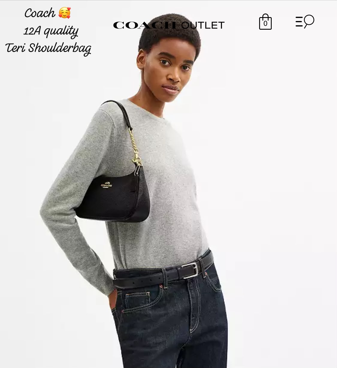 Coa_h Teri Shoulder Bag in Black Refined Pebble Leather