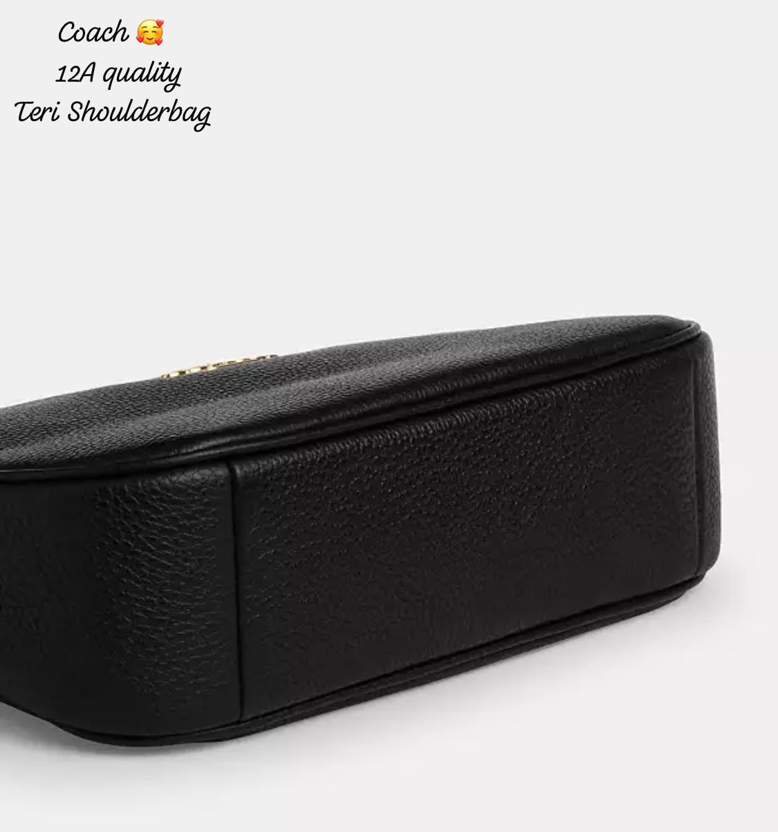 Coa_h Teri Shoulder Bag in Black Refined Pebble Leather