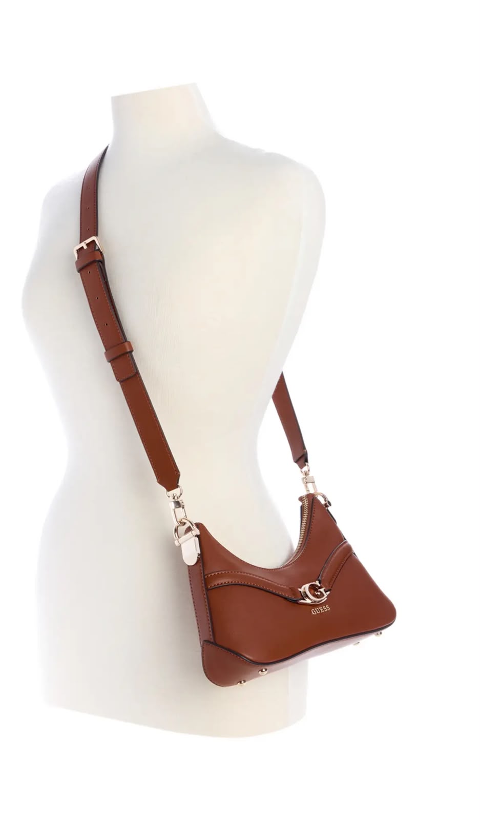 Gue_s Cognac Brown Shoulder Bag with G-Hardware