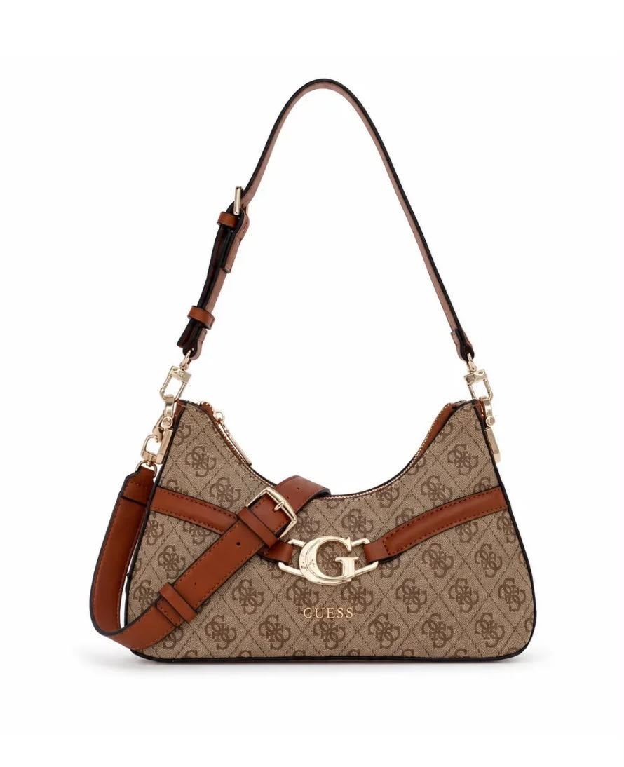 Gue_s Convertible Monogram Hobo Shoulder Bag – Latte / Cognac