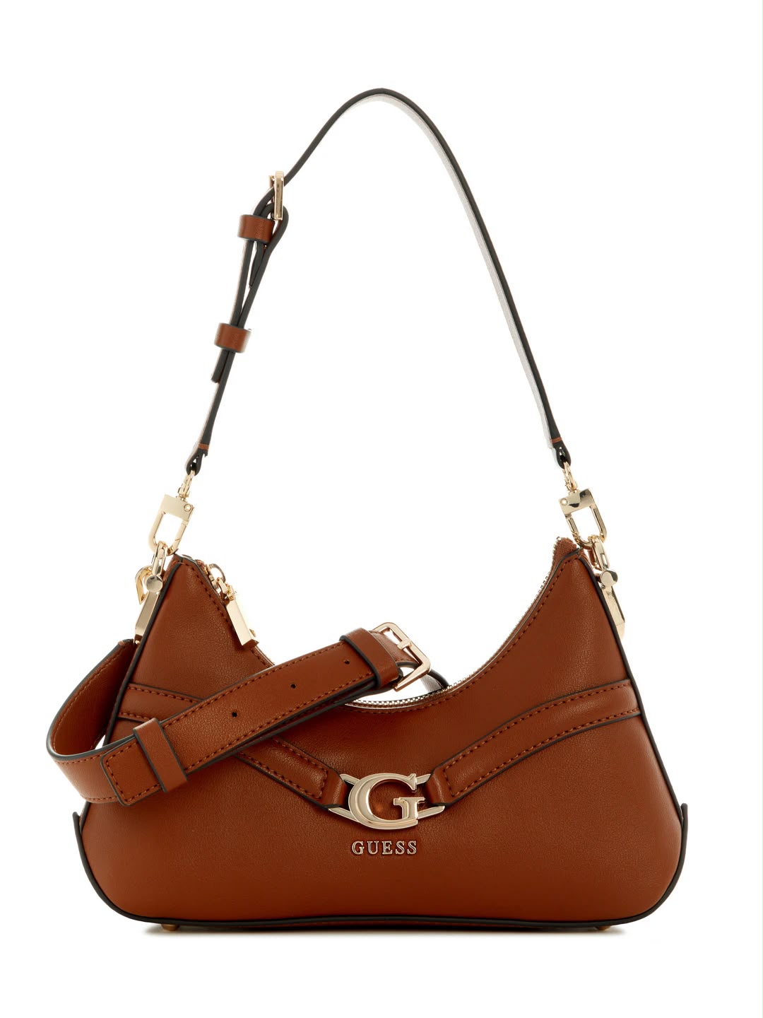 Gue_s Cognac Brown Shoulder Bag with G-Hardware