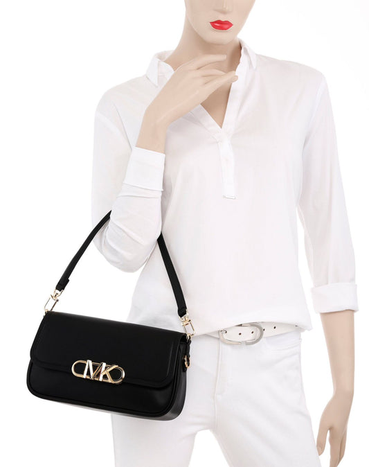 Mich_el Kors Parker Medium Leather Shoulder Bag – Black