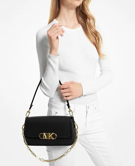 Mich_el Kors Parker Medium Leather Shoulder Bag – Black
