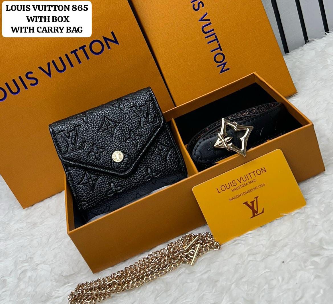 Lou_s Vuitton Monogram Empreinte Chain Wallet & Belt Gift Set – Black