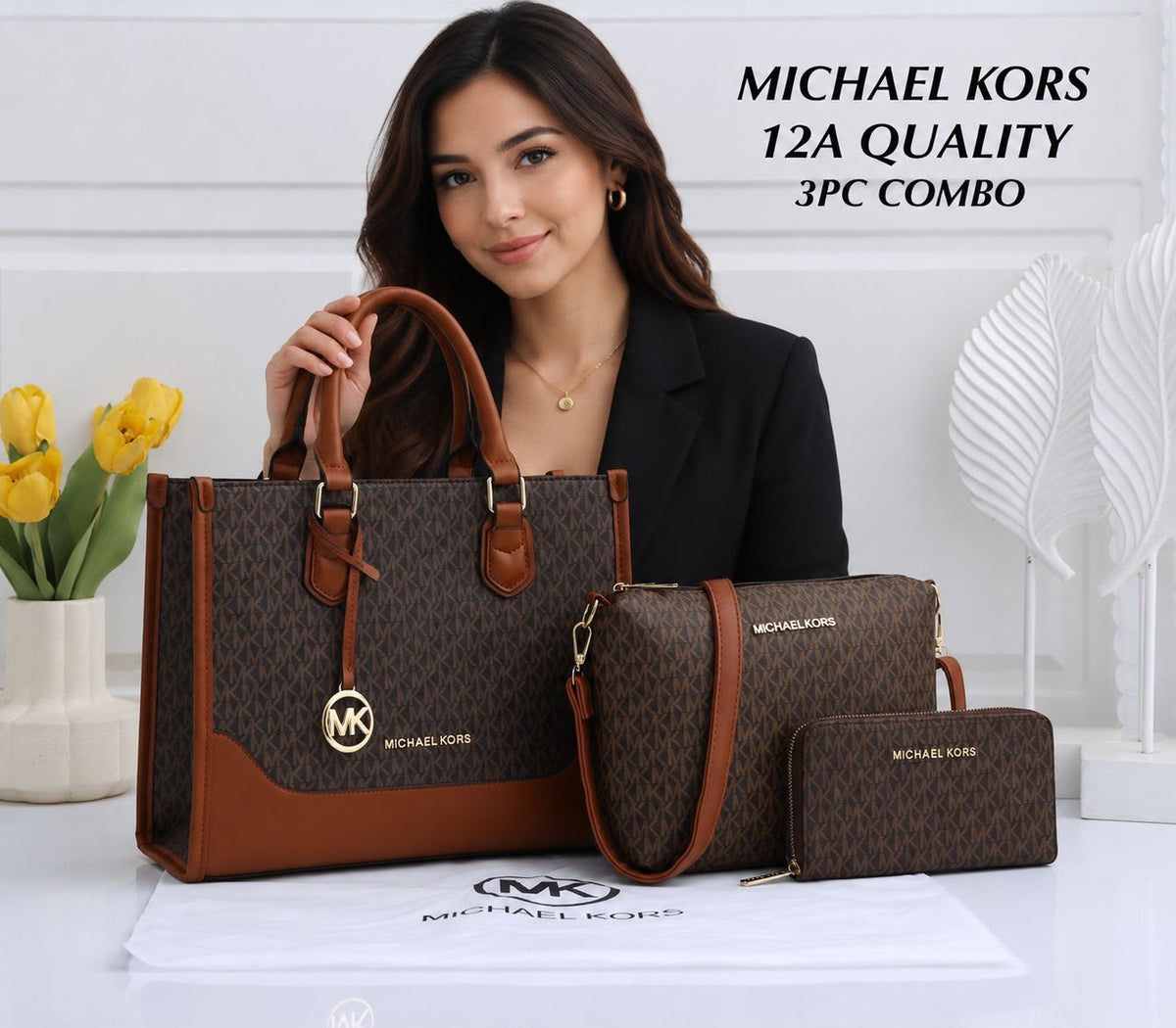 Michael Kors 3-Piece Handbag Combo - Brown & Coffee
