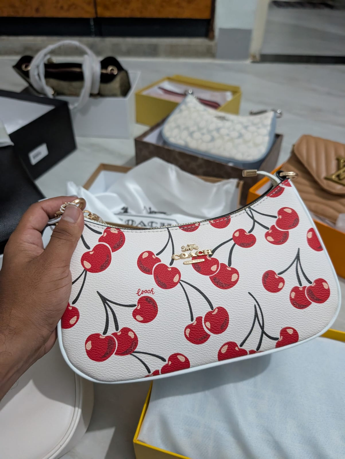 Coa_h Teri Mini Shoulder & Crossbody Bag with Cherry Graphic Print