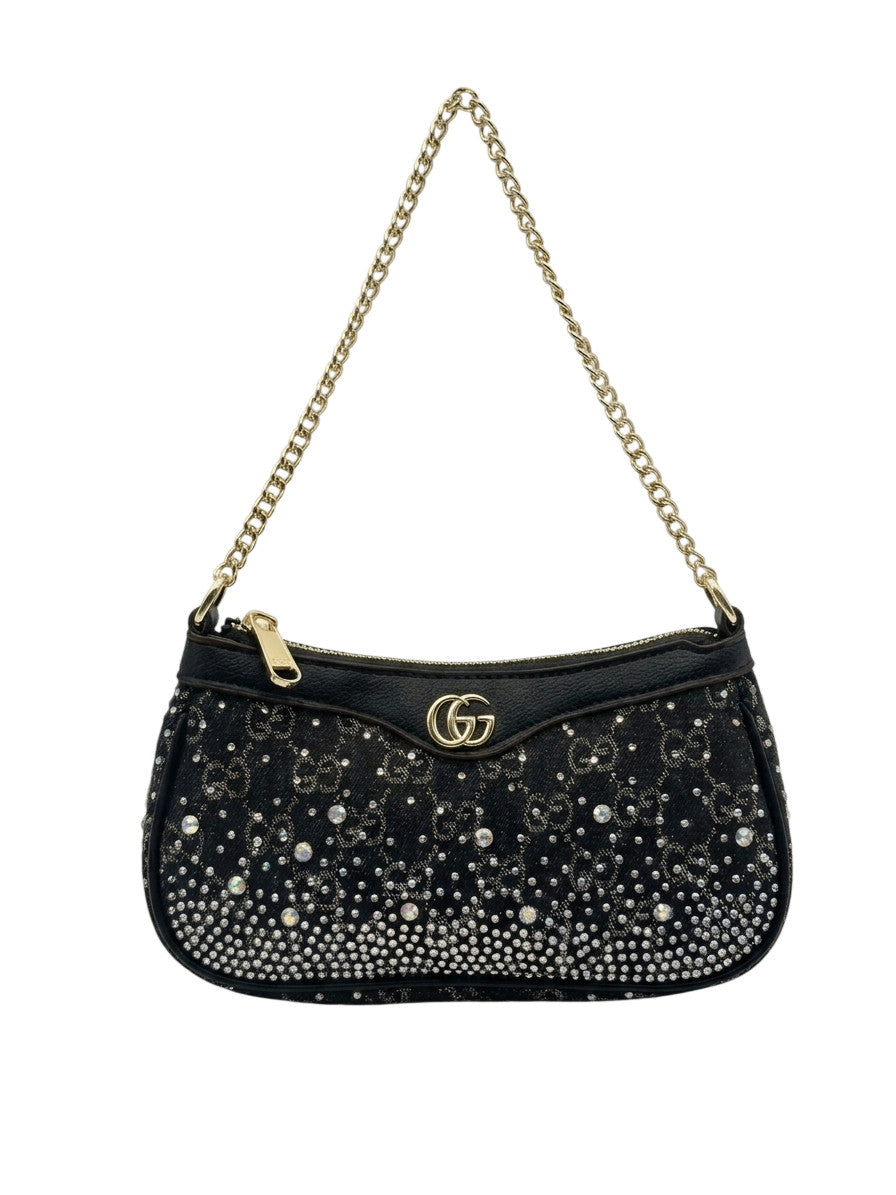 Guc_i Black Sling Bag With Diamond